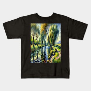 Vincent Van Gogh Inspired Riverbank Scene Kids T-Shirt